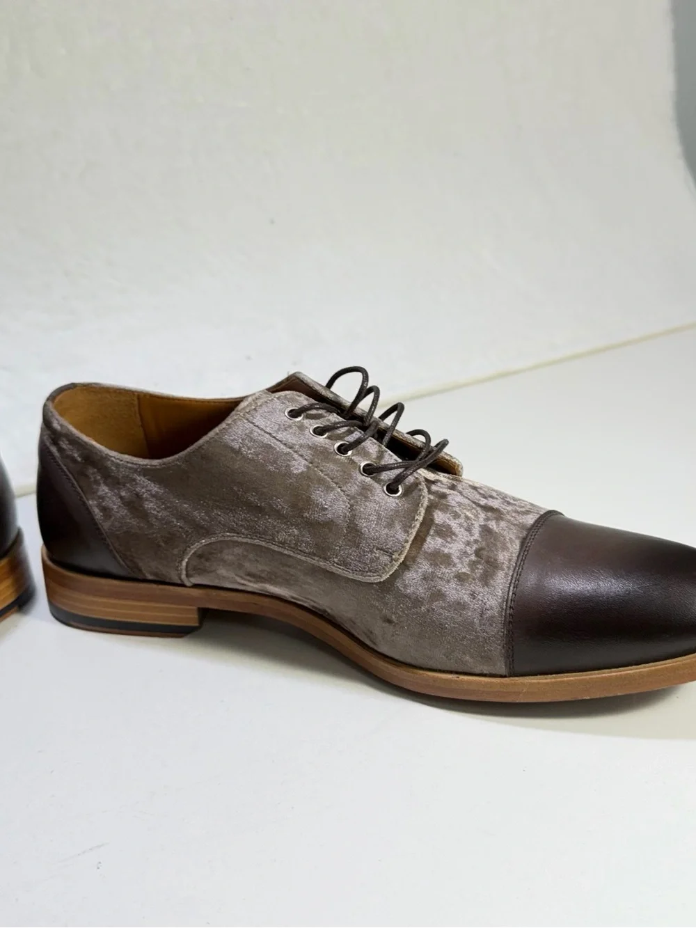 TAFT The Jack Shoe Grey Oxblood Wool Leather Cap Toe Oxford Men EU 41 US 8